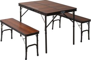 テーブルセット デュアルセパレート ブラウン テーブル(90×65×68(35)cm) チェア(87×25×40cm)×2脚 TF-DFS9065-3-BR｜テントファクトリー (Tent Factory）