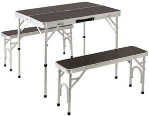 折り畳み テーブルセット チェア付き アウトドア アルミ ピクニック モダンブラウン ALPT-90 ｜クイックキャンプ