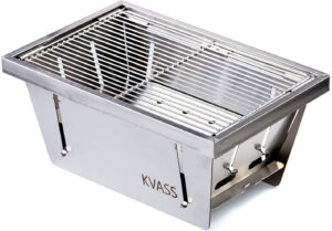 KVASS バーベキューコンロ コンパクト 焚き火台 キャンプ用品 卓上コンロ 折りたたみコンロ ミニバーベキューコンロ ＢＢＱグリル １台３役 ステンレス鋼