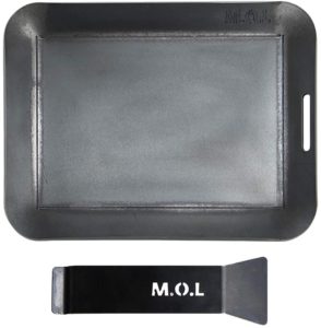 M.O.L 極厚アウトドア鉄板 M (15cm×20cm×4.5mm厚／取手&ヘラ付き／フチ有り) | ミナトワークス | 鉄板・網
